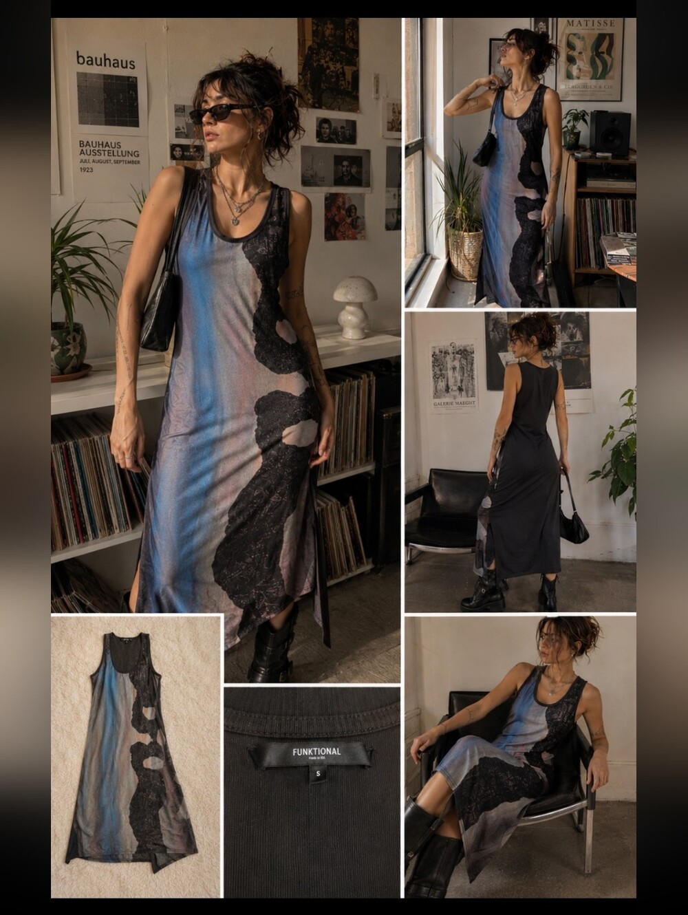 Funktional Abstract Print Sleeveless Midi Dress Size S